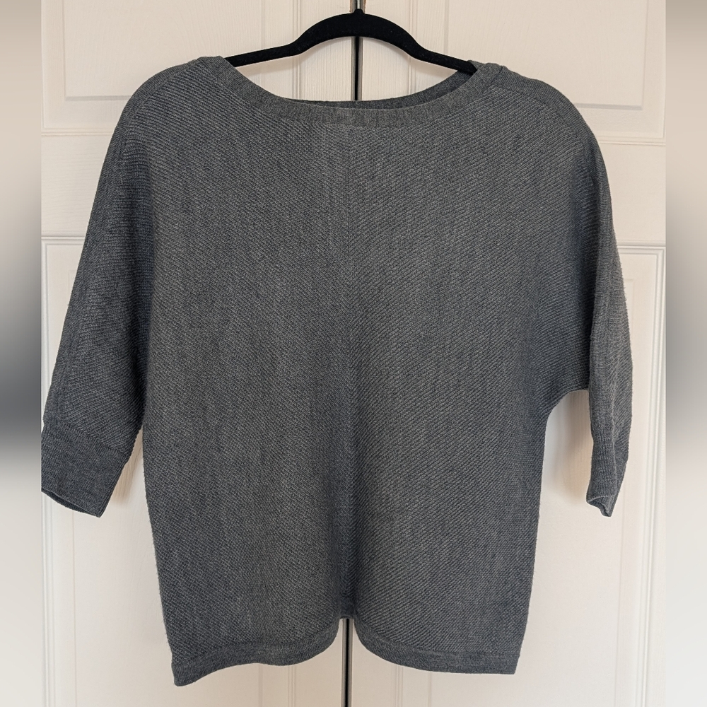 The Limited Charcoal/Grey Crewneck Drop-Shoulder Sweater, size S, 50% Wool